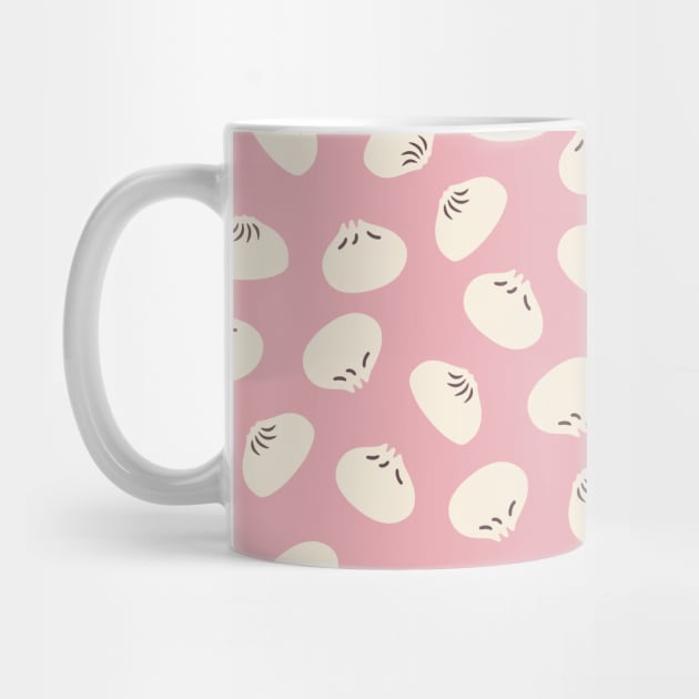 Cute Dumplings Print on Pink Background by kapotka